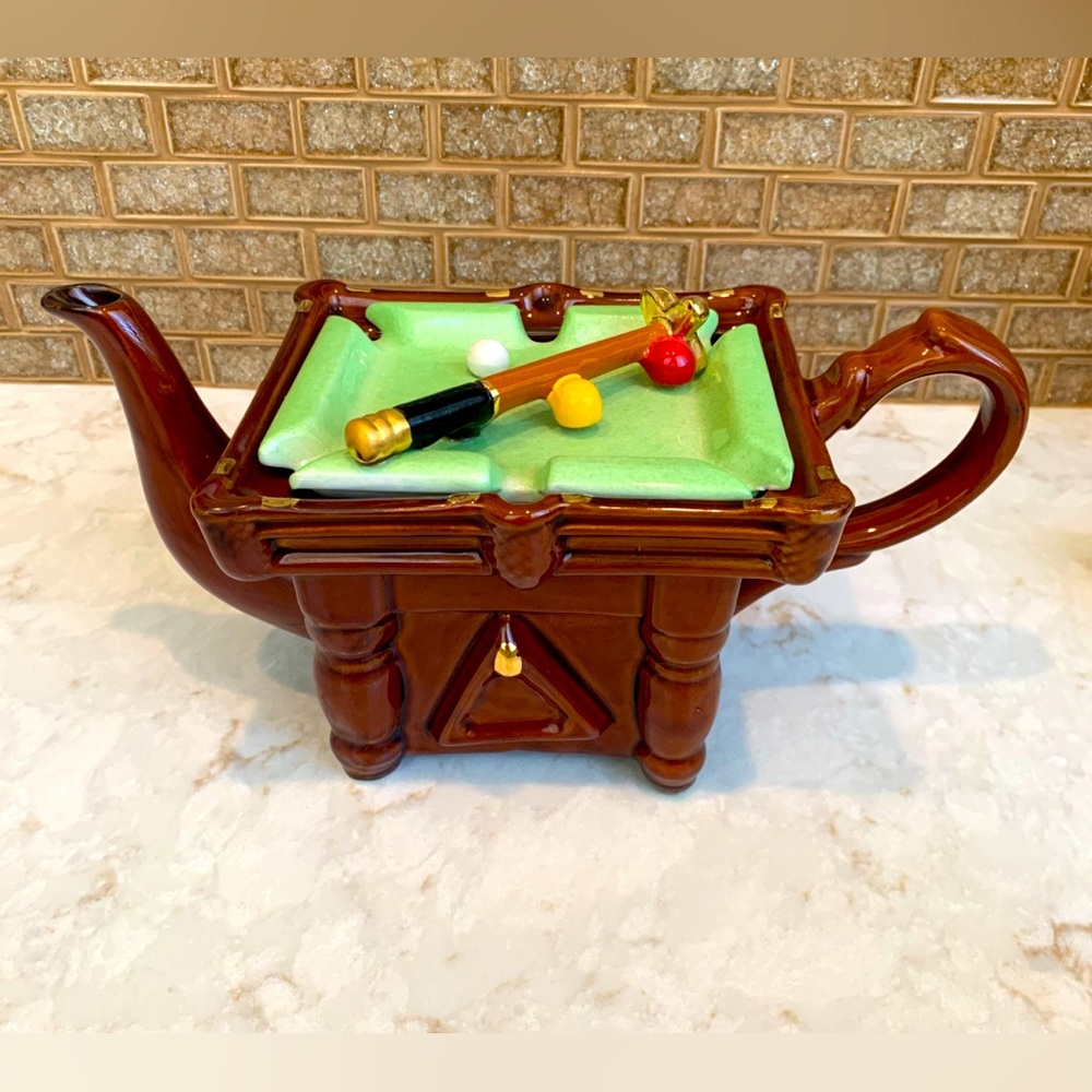 Brown and Green Billiards Teapot